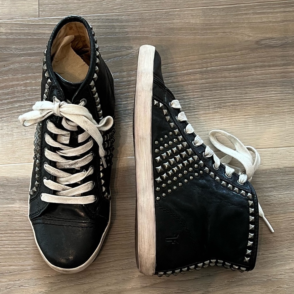 Frye Black Studded High-Top Sneakers